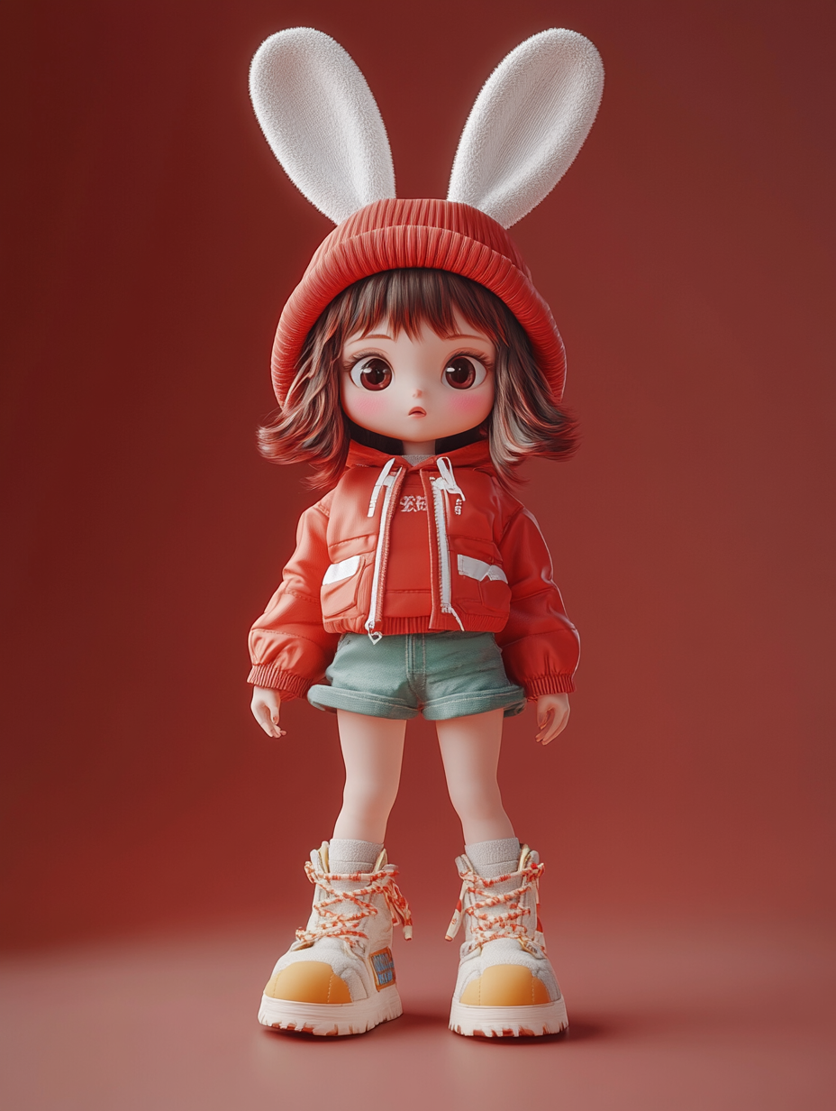 红色可爱卡通女孩