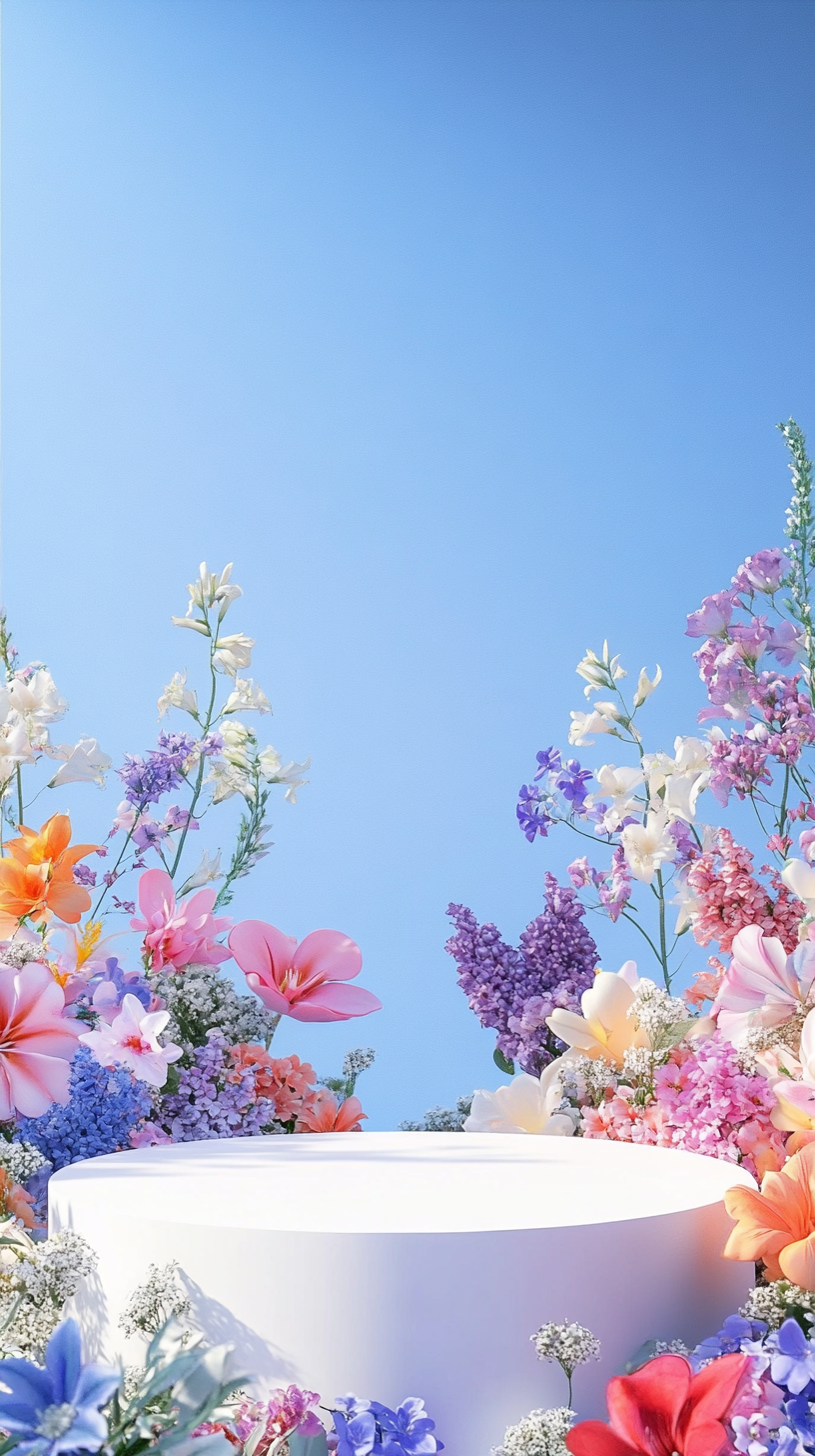 花朵簇拥电商背景