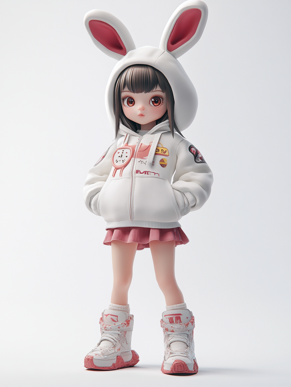 灰色可爱卡通女孩