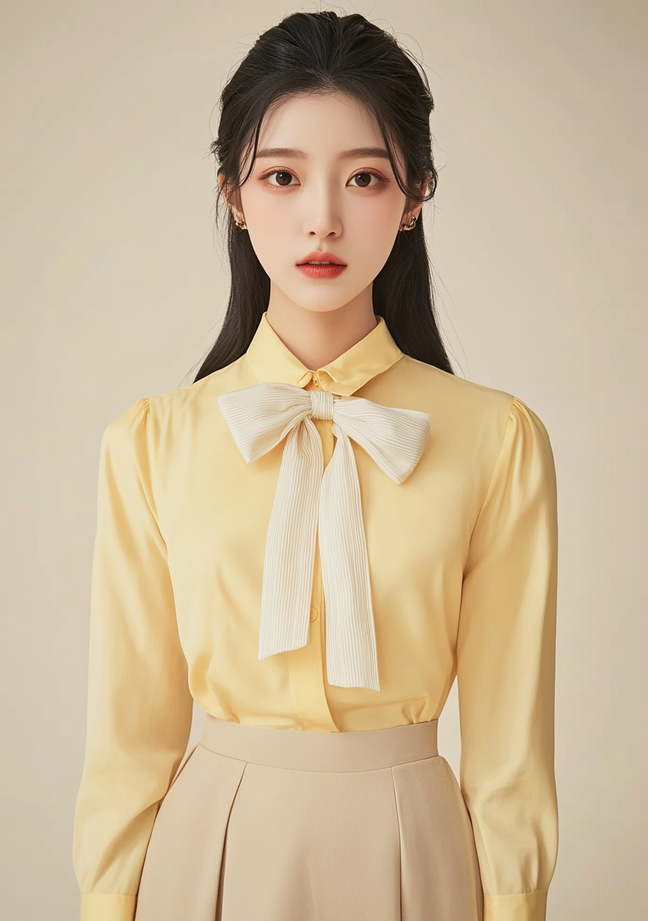 黄色衬衫长袖少女
