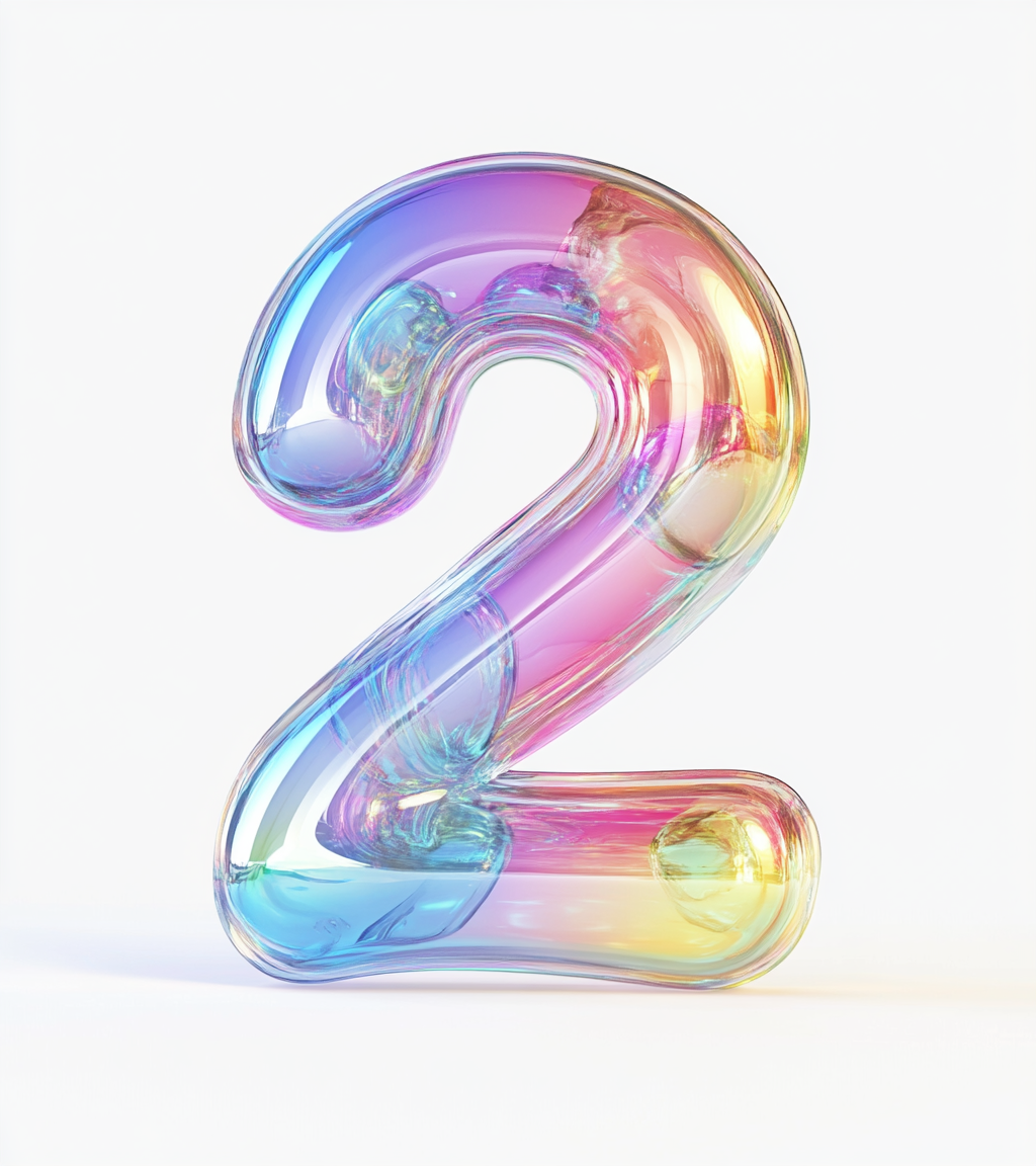 白色透明质感立体数字2