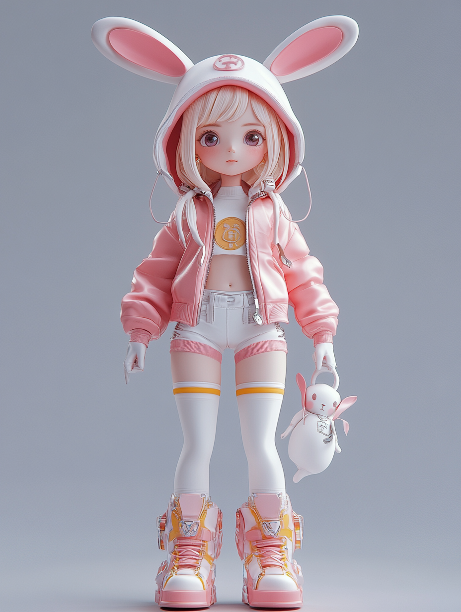 灰色可爱卡通女孩
