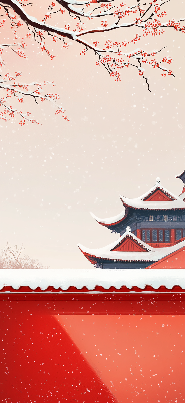雪天中式古建筑