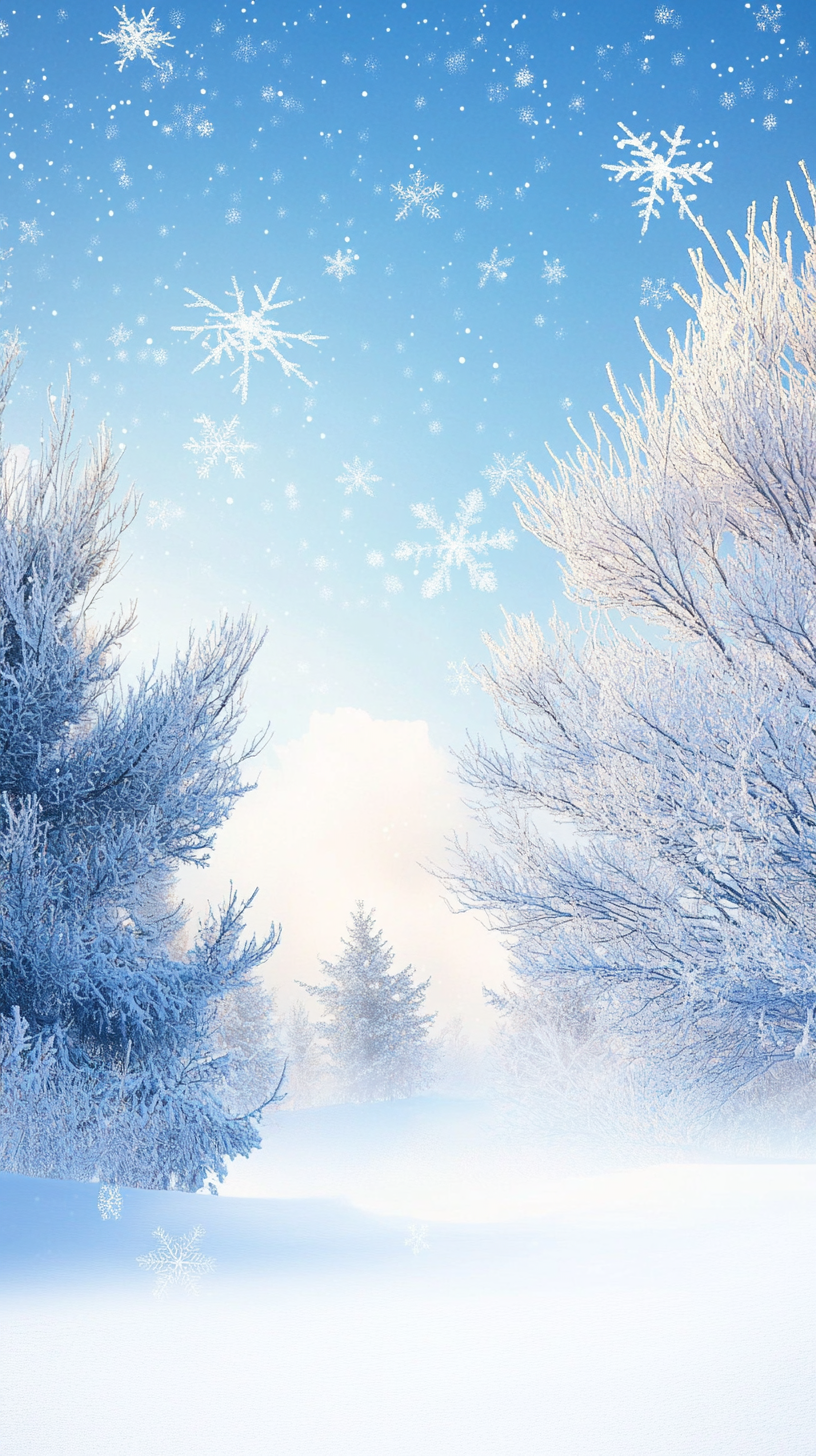 蓝色冬日雪地雪景
