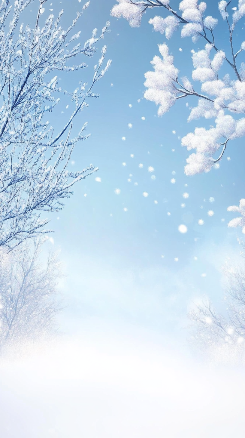 蓝色冬日雪地雪景