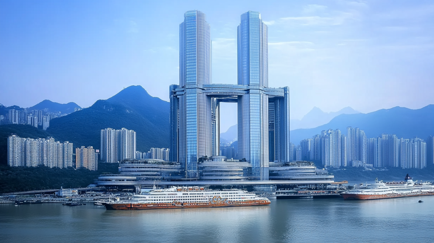 重庆朝天门沿岸高楼城市建筑风景图