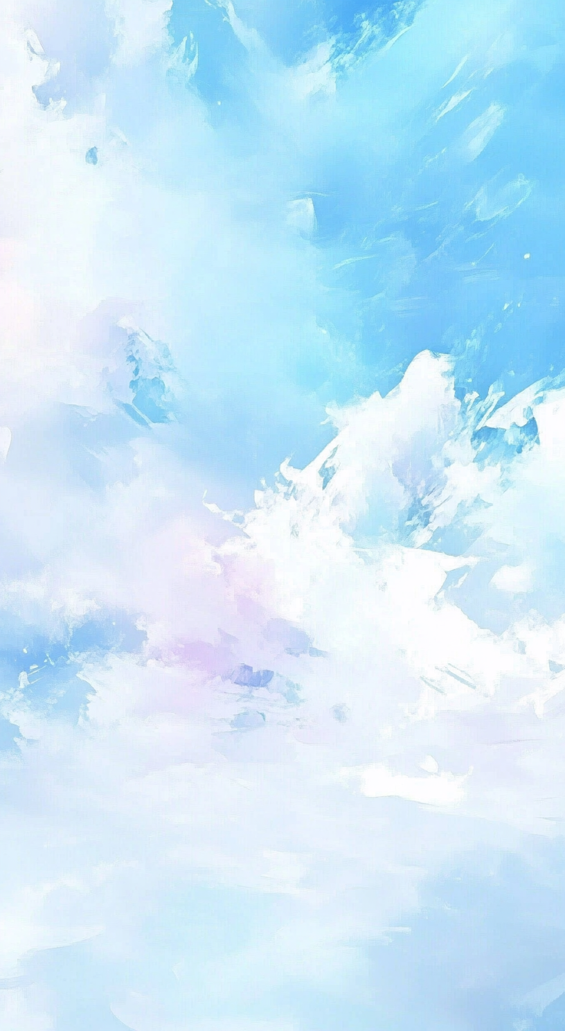 蓝色清新手绘水彩天空背景