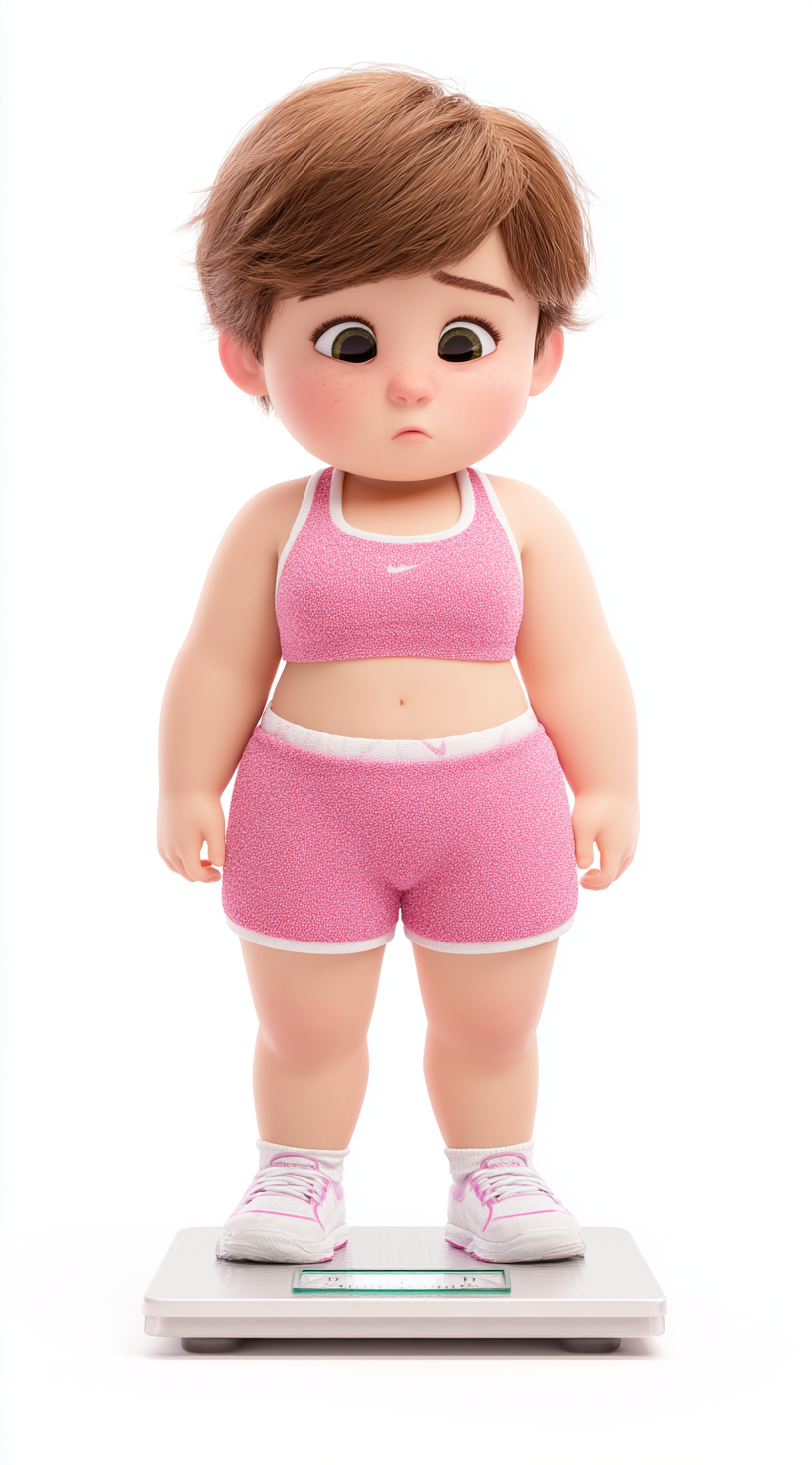 可爱3D卡通胖女孩形象健身宣传物料