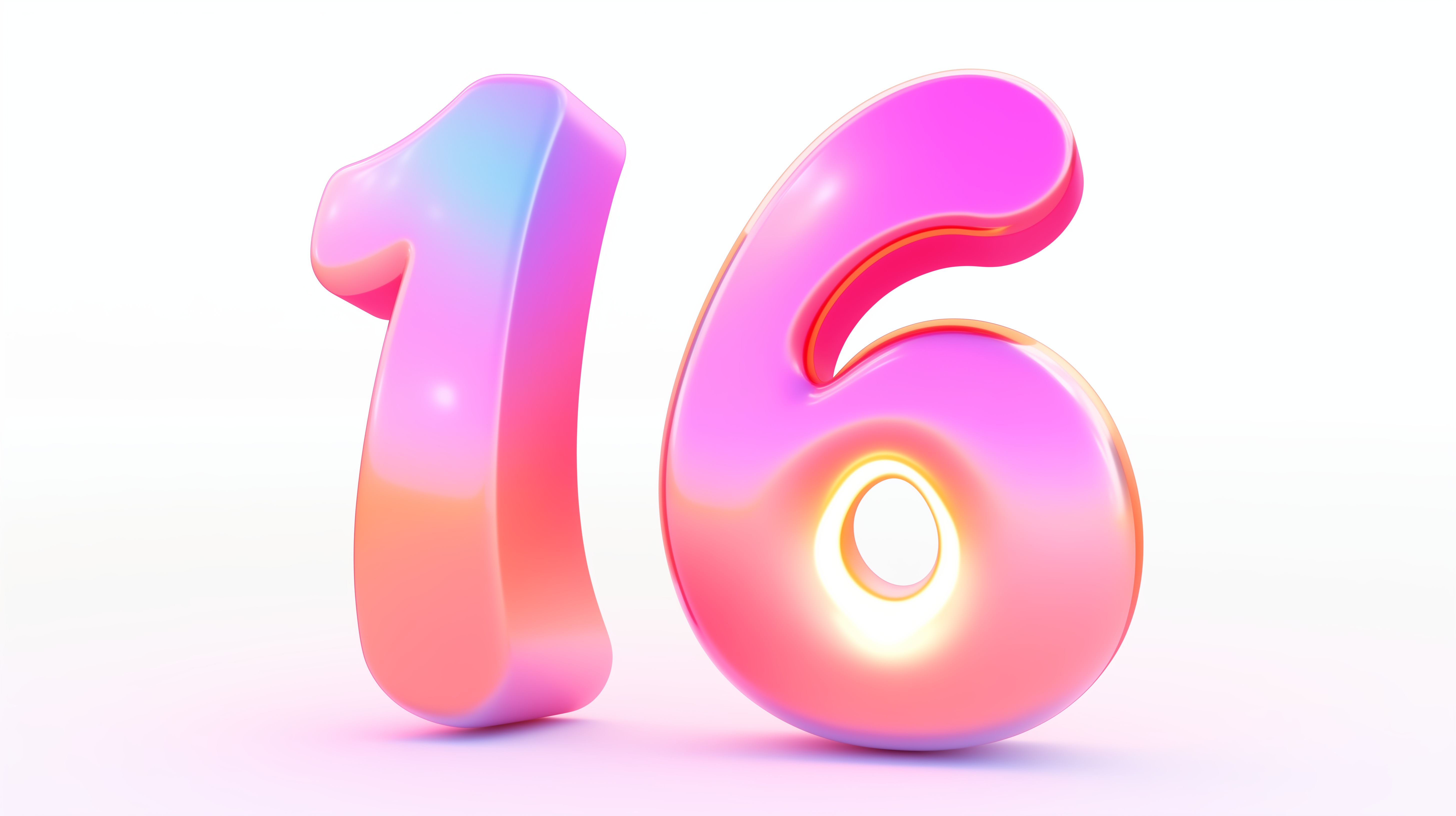 色彩渐变手绘立体数字16