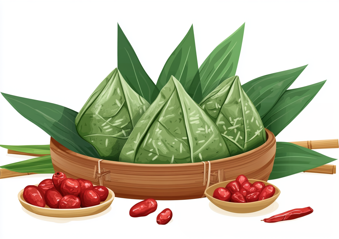 白色端午节粽子粽叶