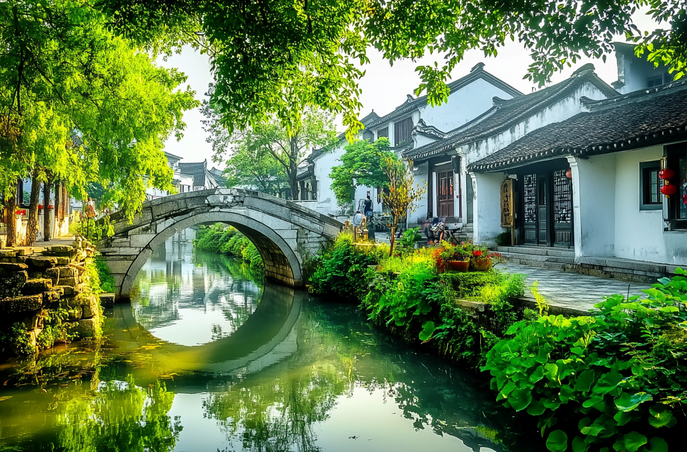 江南水乡古桥河道传统建筑