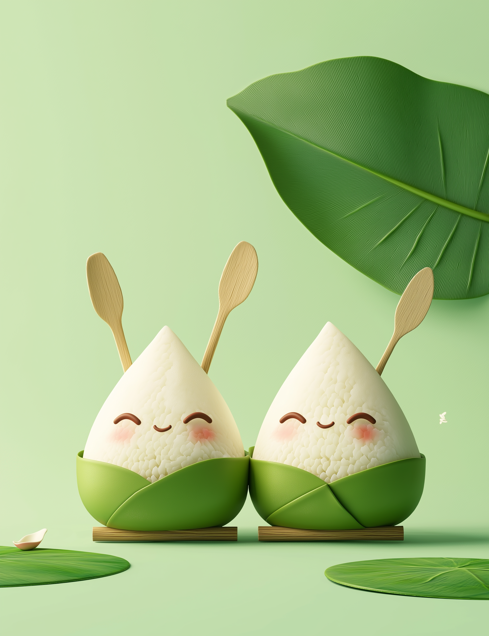 绿色3D卡通粽子