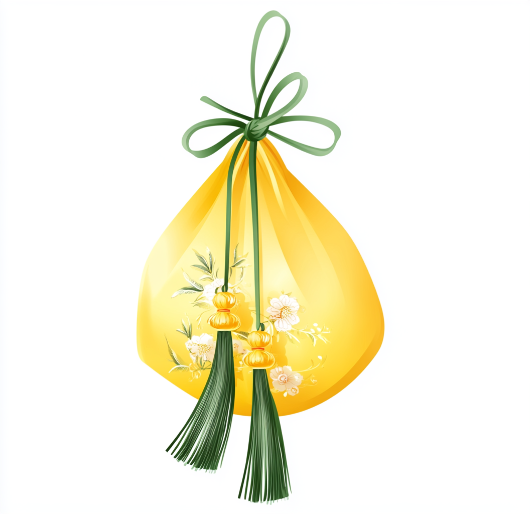 黄色端午节香囊插画