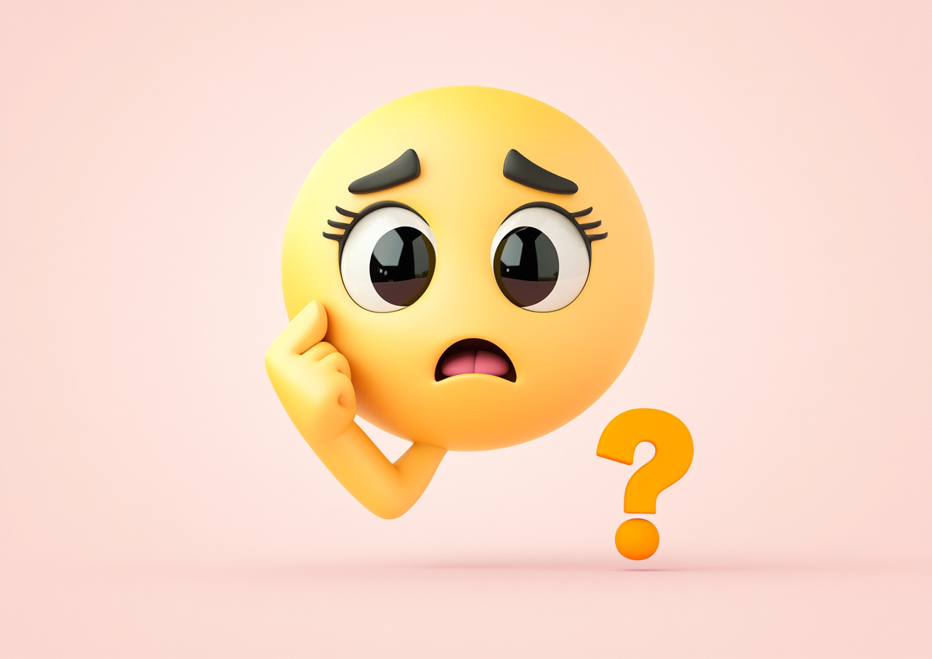粉色疑问问号卡通黄脸表情