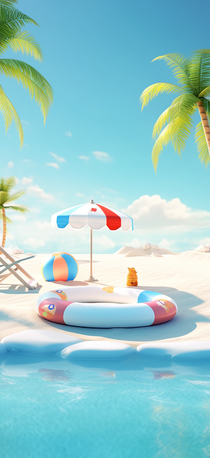 夏季海边沙滩3D背景