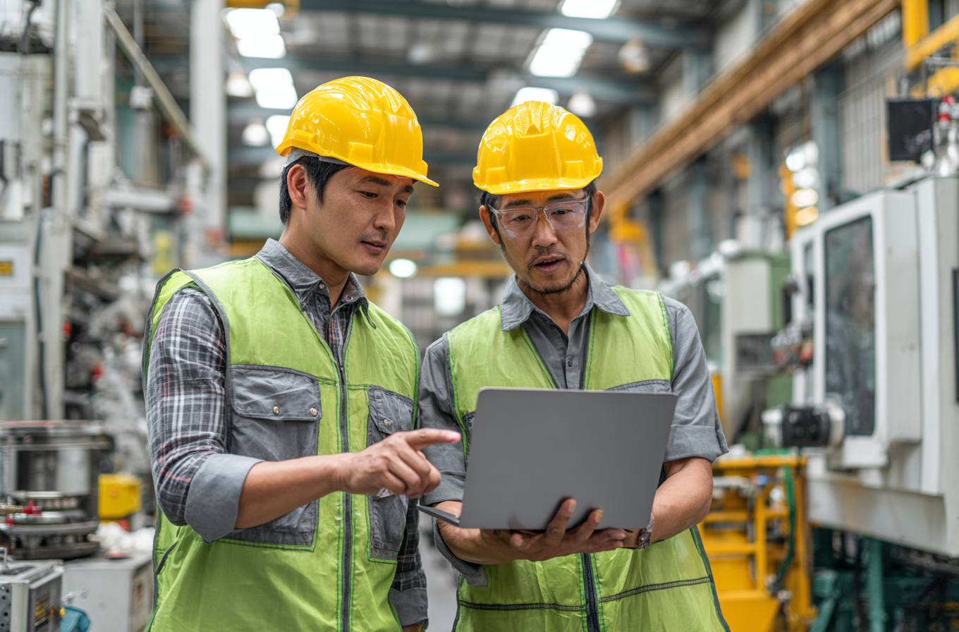工厂安全帽工作服工人