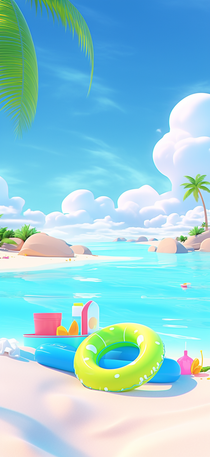 夏季手绘海边沙滩背景
