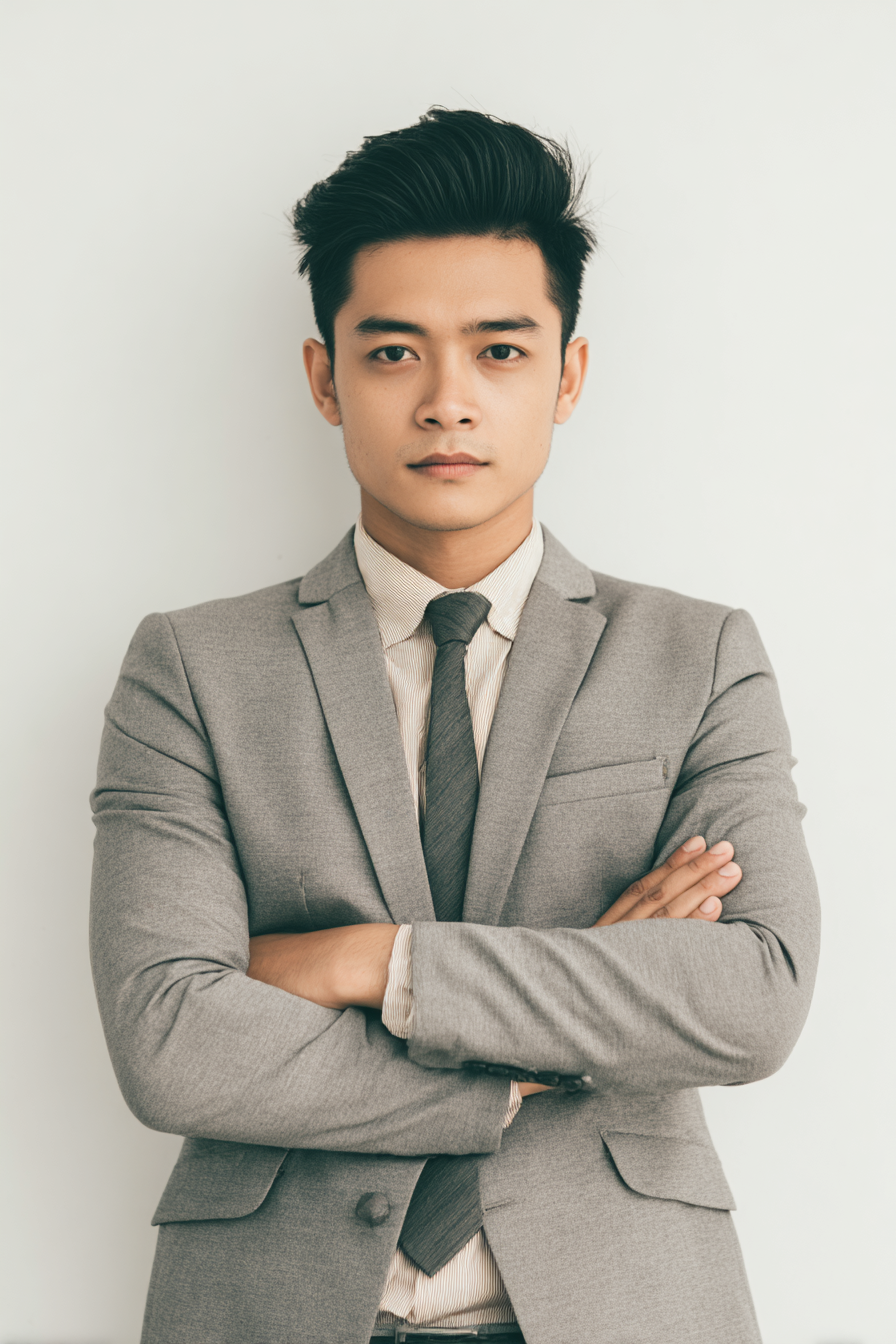 灰色西装职场男士