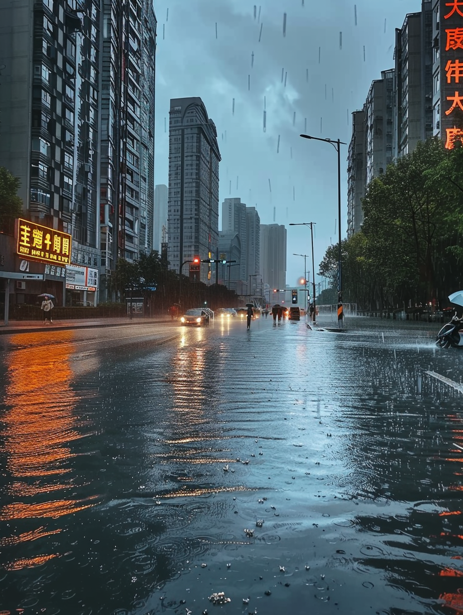城市街道雨中景象壁纸素材