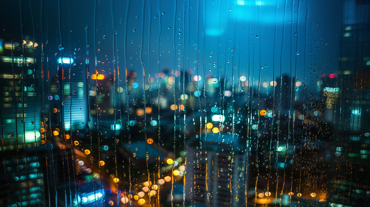 雨夜城市灯光璀璨壁纸朦胧美感
