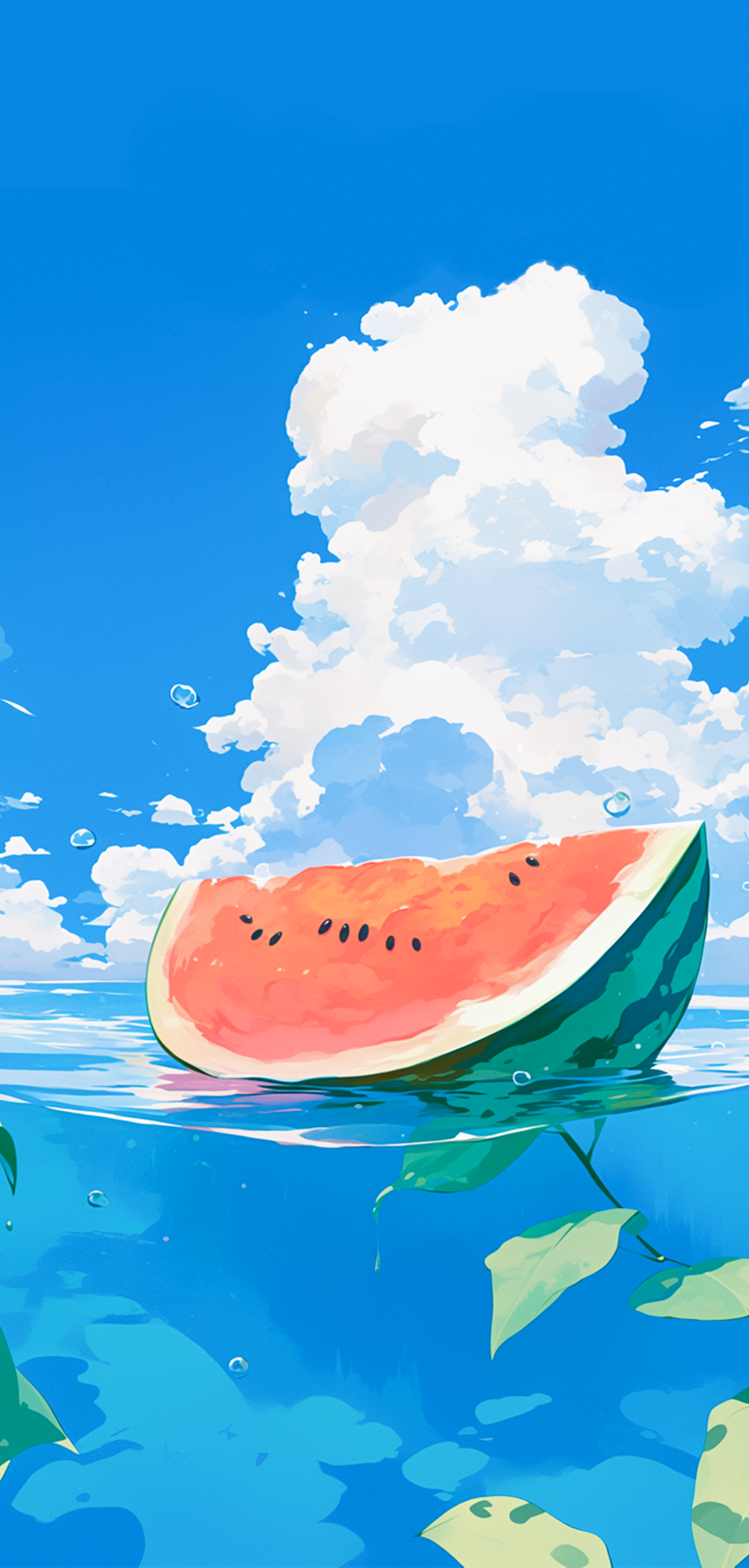 清新西瓜切片插画电脑壁纸夏日清凉