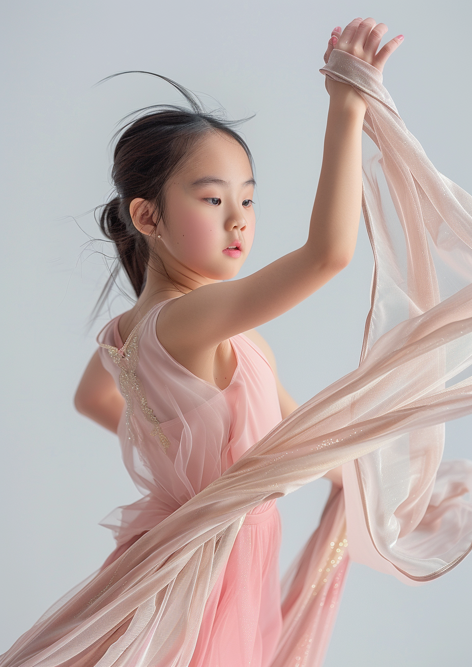 身着粉色纱裙舞动的可爱小女孩宣传物料