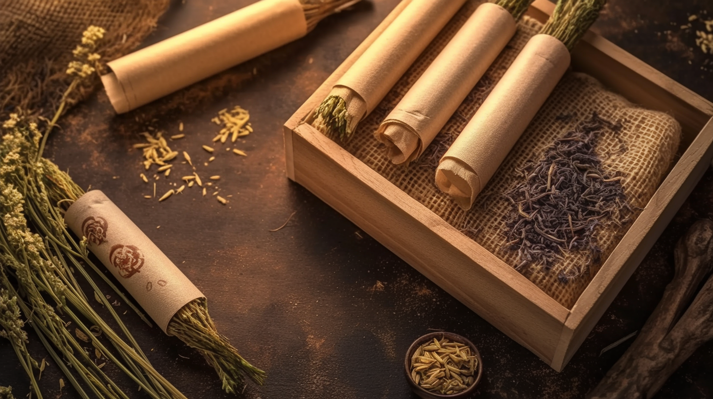 古朴木盒装天然艾草卷传统中药养生好物