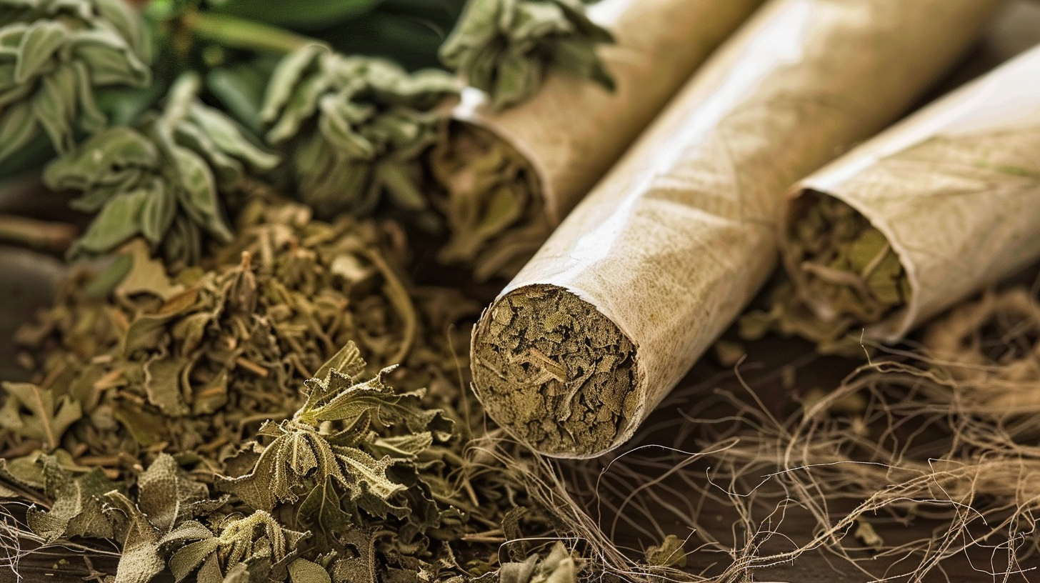 天然草本植物制成的特色卷状物料展示