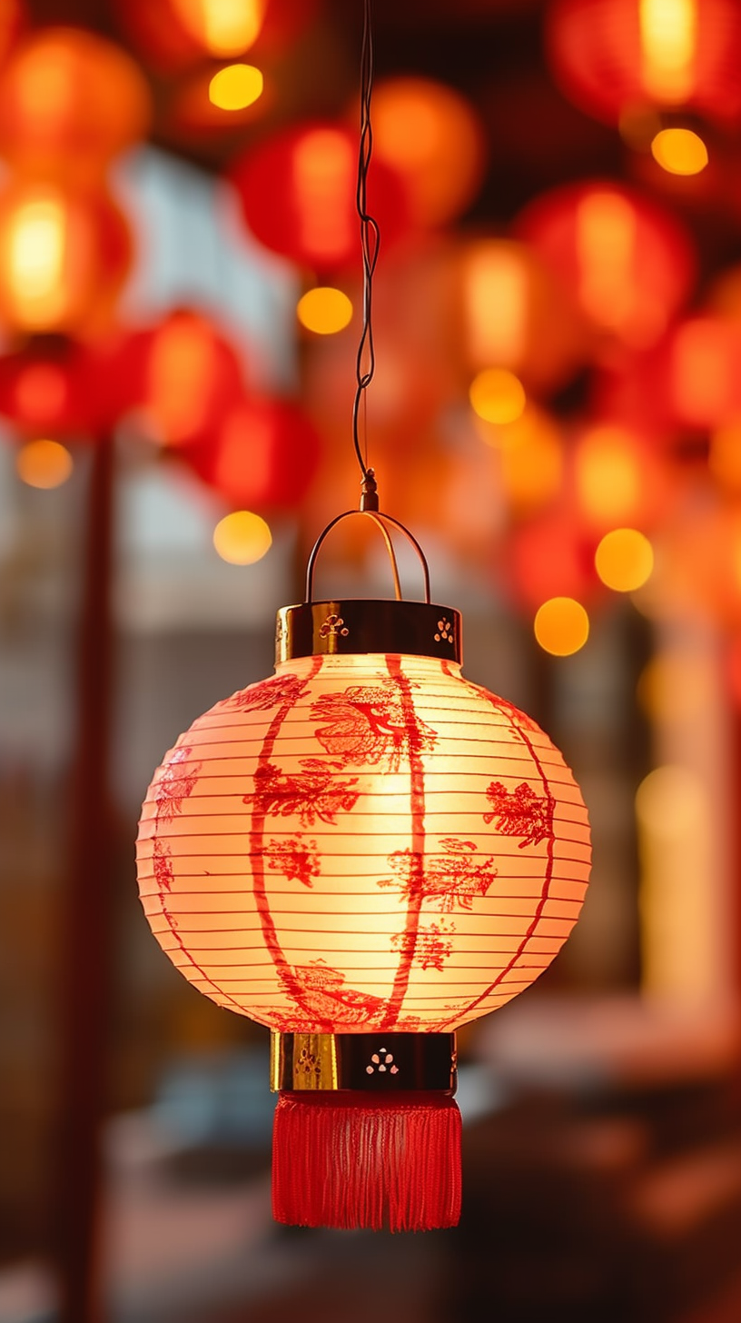 喜庆红灯笼点亮节日传统中国风宣传图
