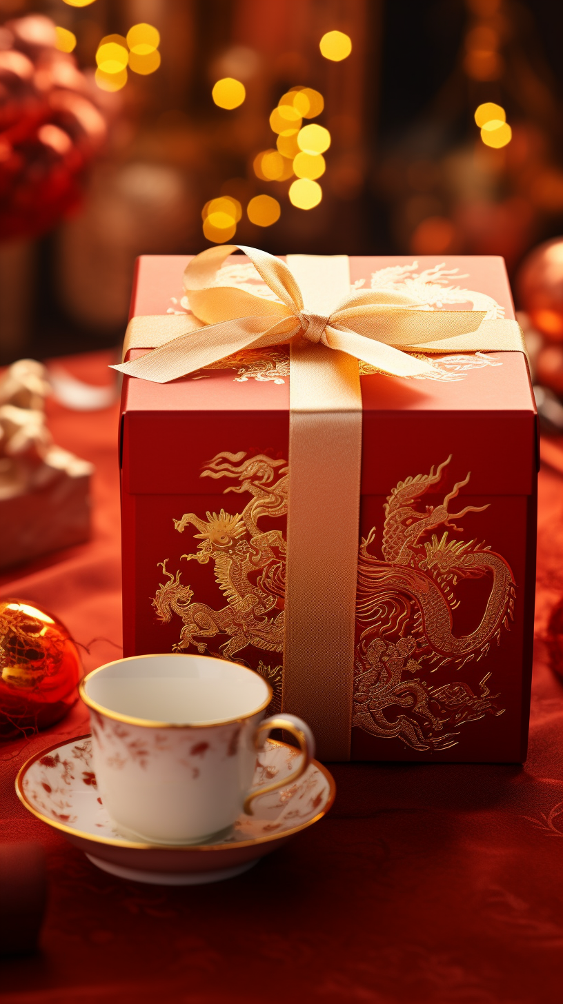 精美礼品盒搭配茶具喜庆红色中国风