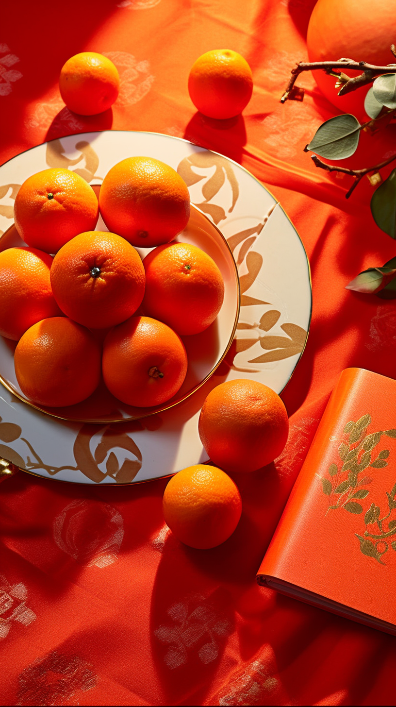 鲜艳橙子摆盘喜庆春节宣传必备素材