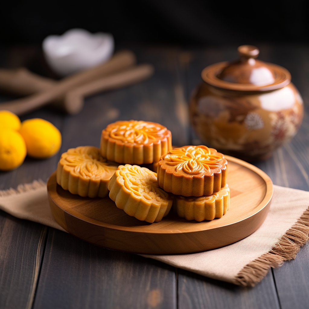 美味月饼摆盘精致中秋佳节传统糕点