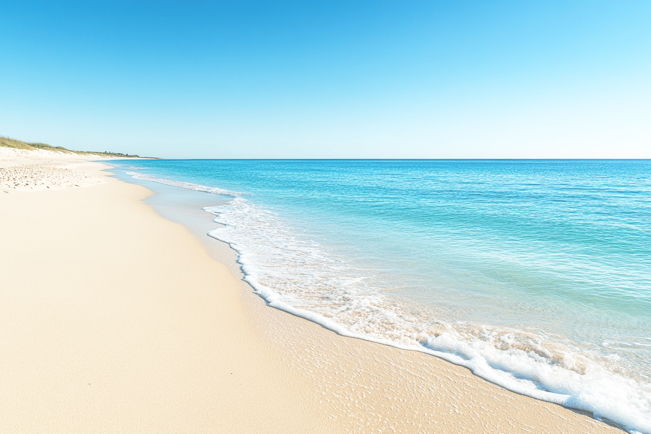 美丽沙滩海浪翻涌的海洋风景壁纸
