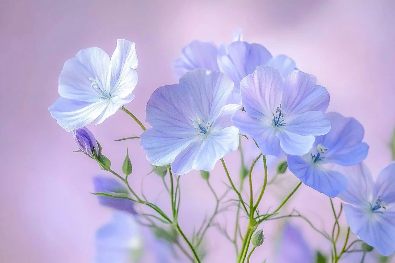 唯美淡蓝色亚麻花清新鲜花壁纸