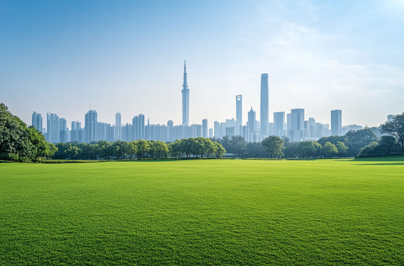 绿草如茵的城市绿地 尽显清新自然之美