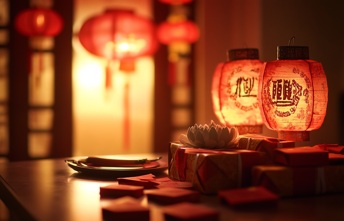 喜庆红灯笼点亮春节传统礼品中国风