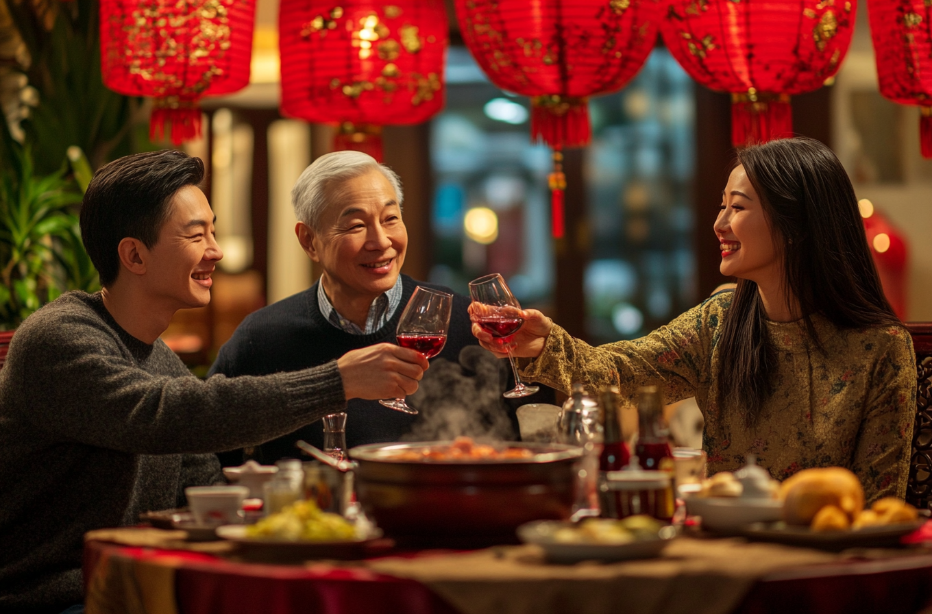 一家人温馨团聚吃火锅共度春节好时光