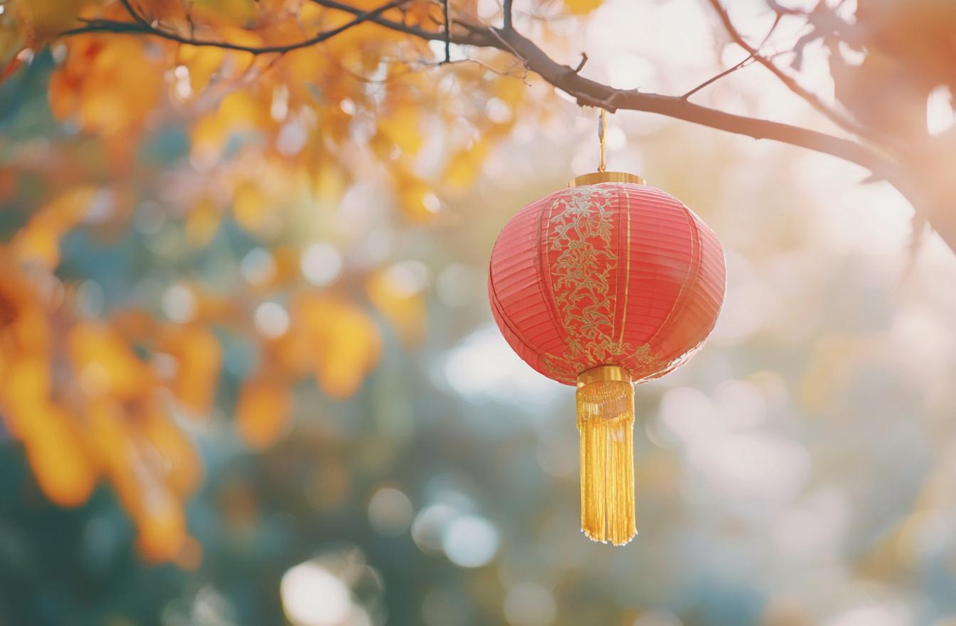 红灯笼挂枝头喜庆传统
