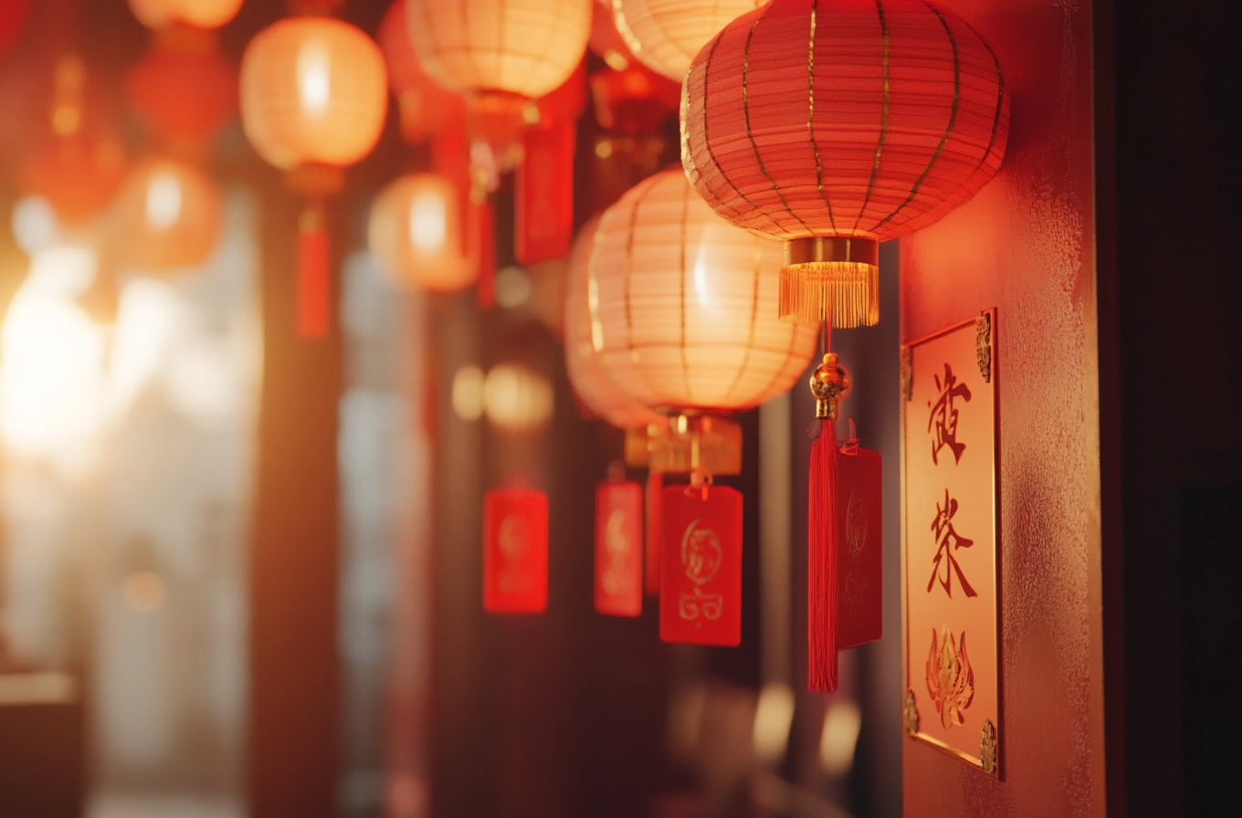 喜庆红灯笼装点传统春节