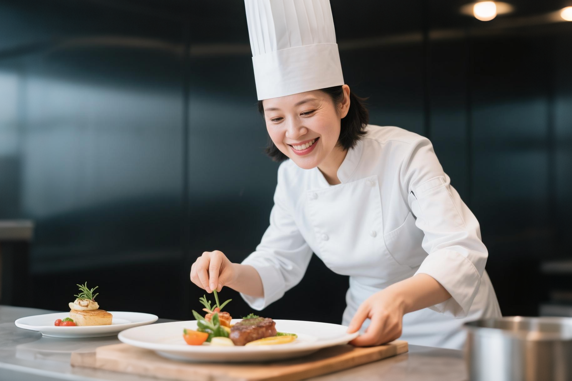 西餐女厨师微笑横图