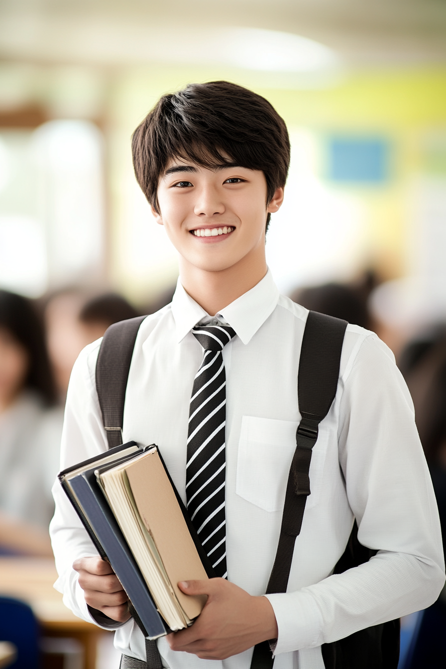 男大学生肖像特写