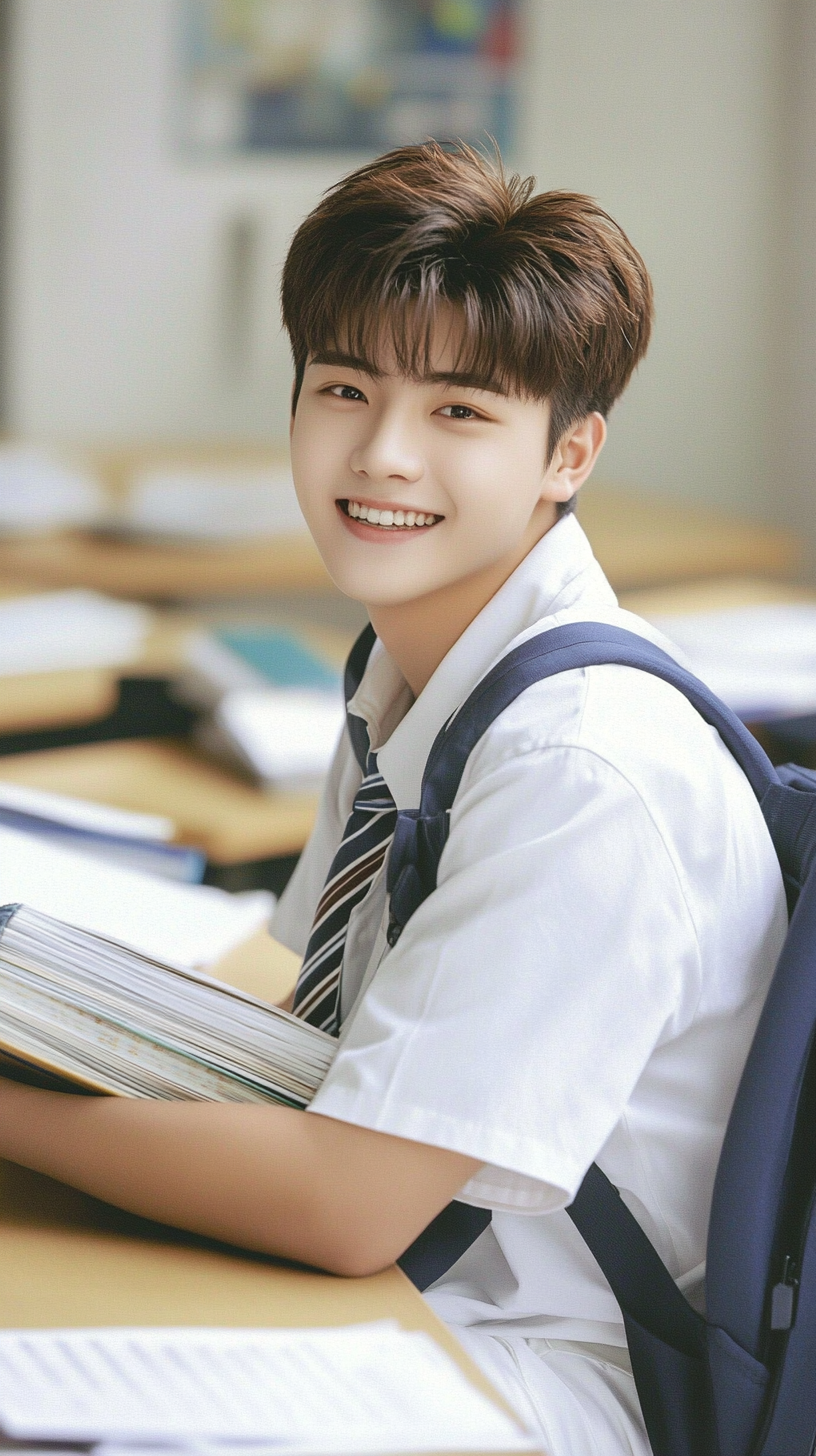 男大学生肖像特写