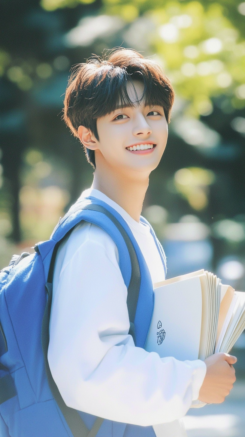 男大学生肖像特写
