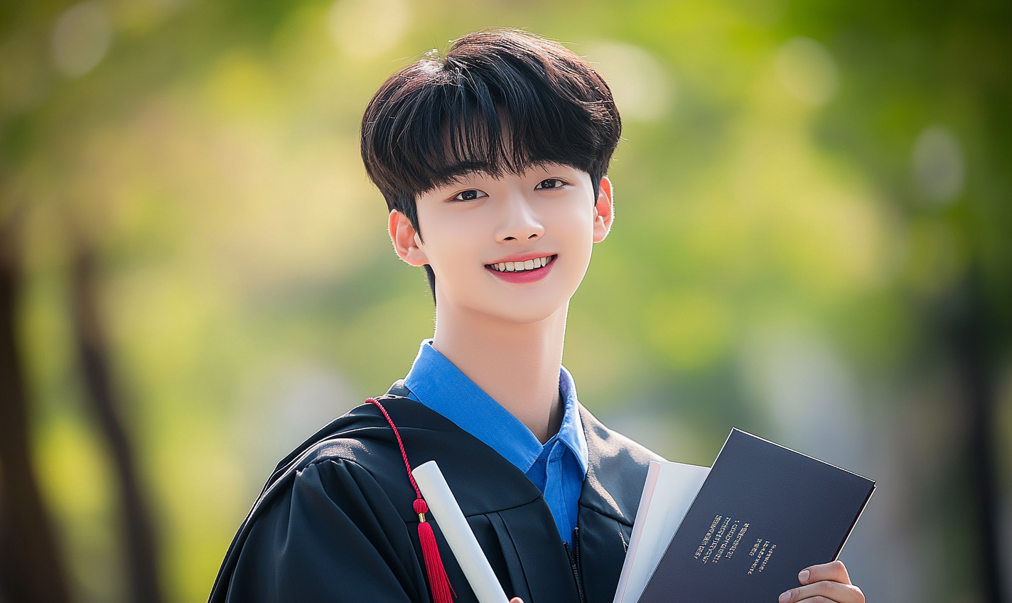 男大学生肖像特写