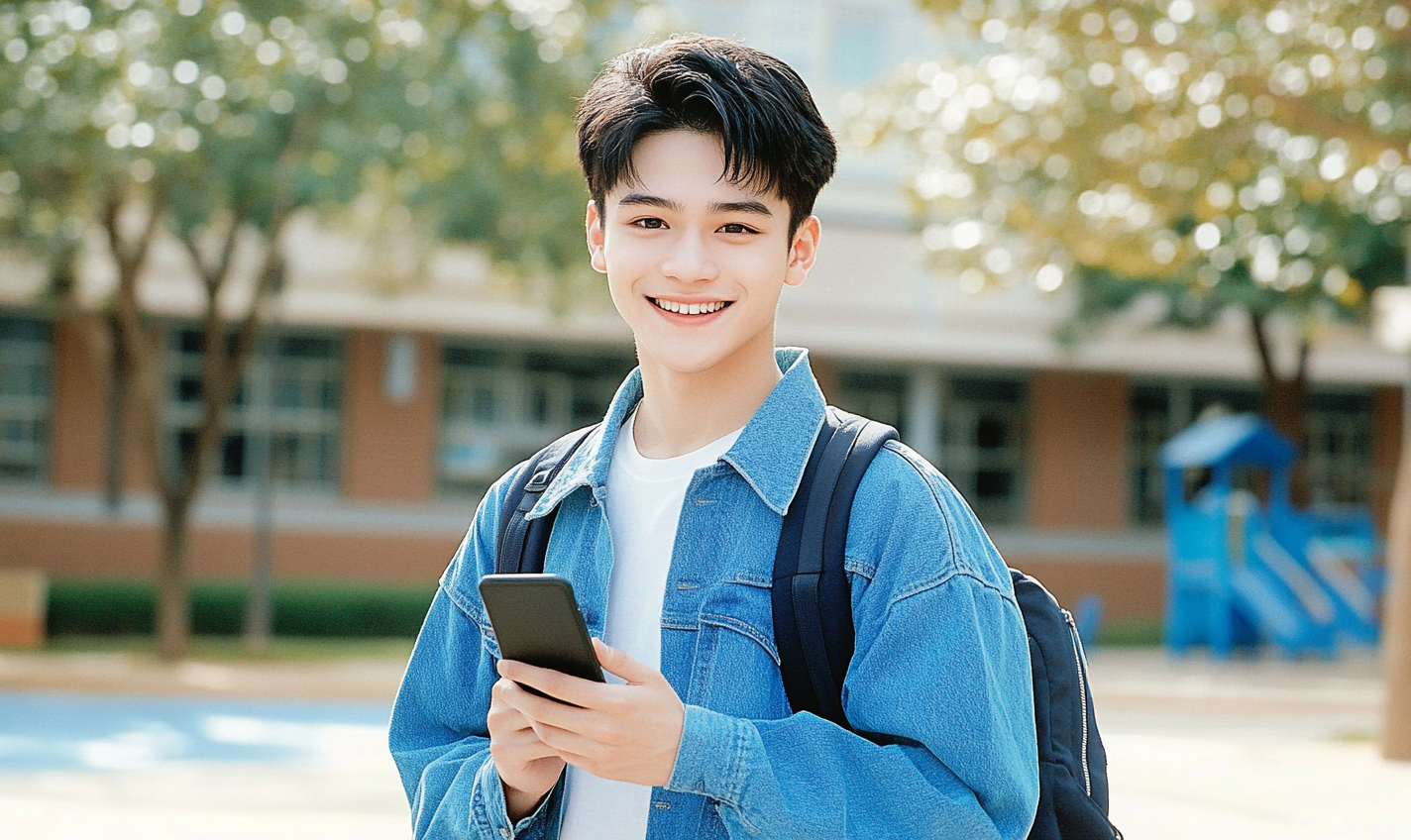 男大学生肖像特写