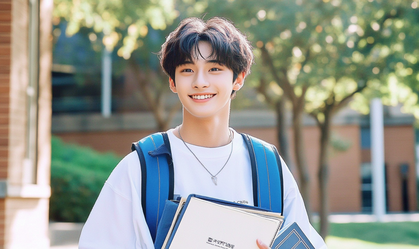 男大学生肖像特写