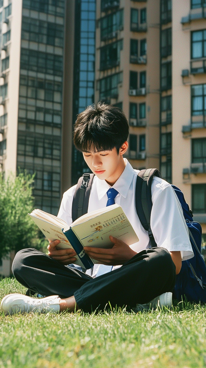 男大学生肖像特写