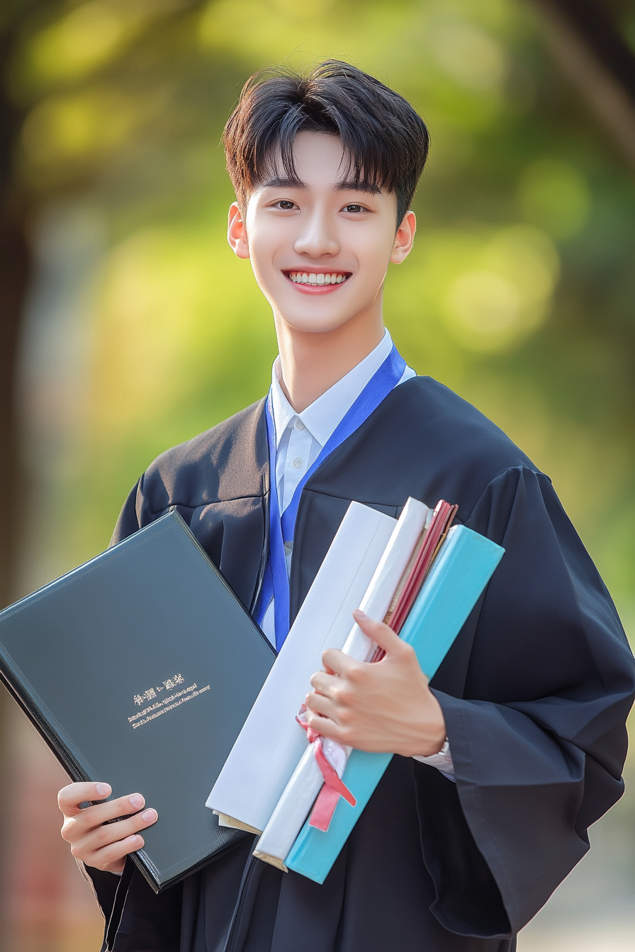 男大学生肖像特写