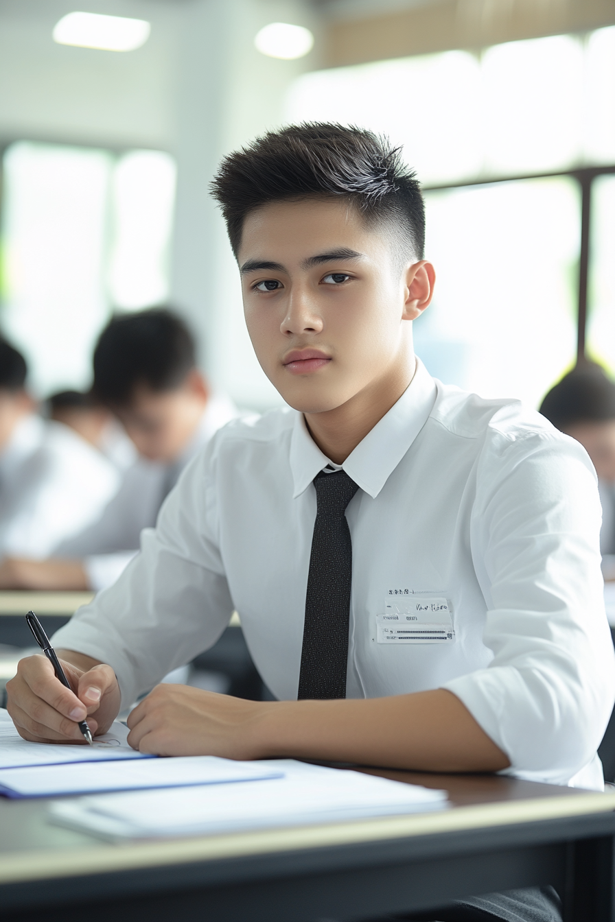 男大学生肖像特写