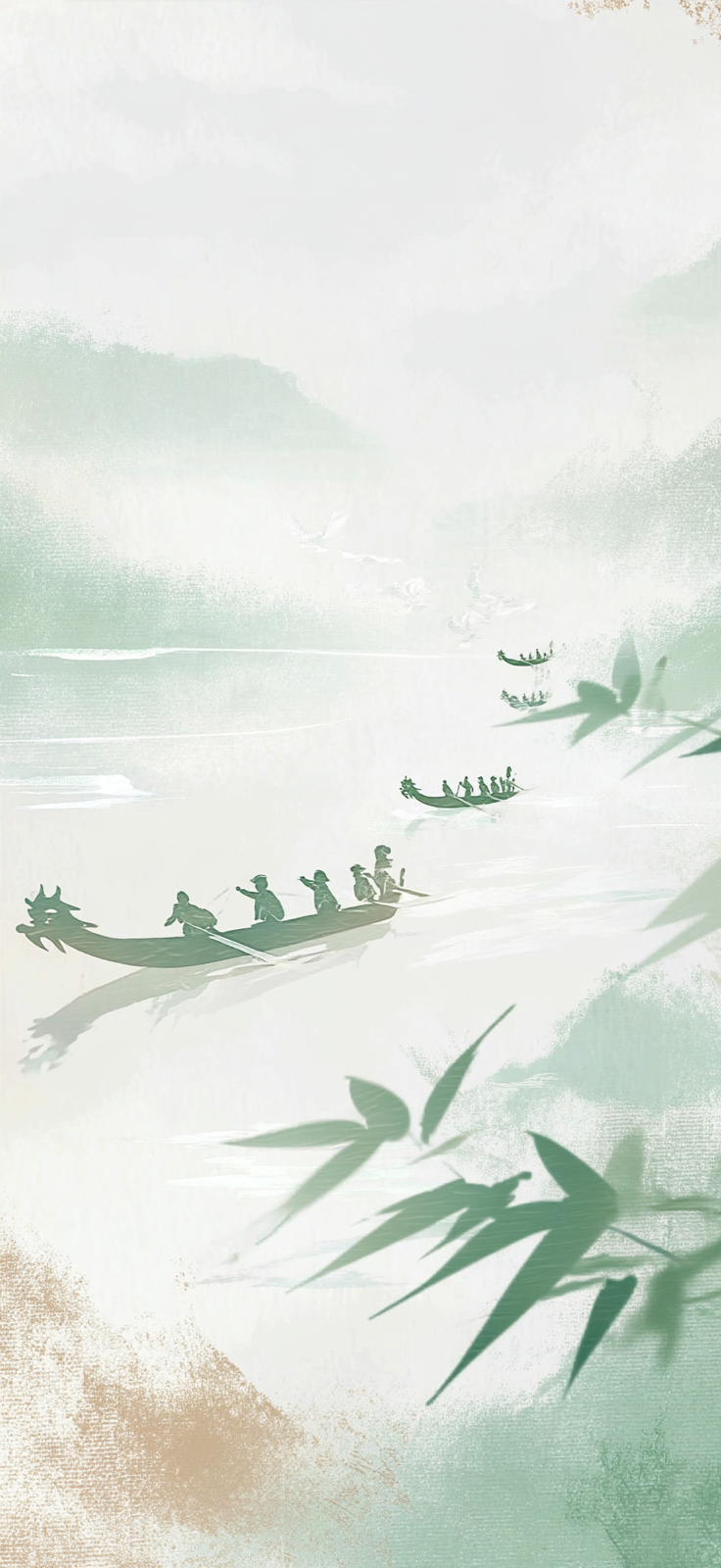 端午节龙舟竞渡图节日宣传海报